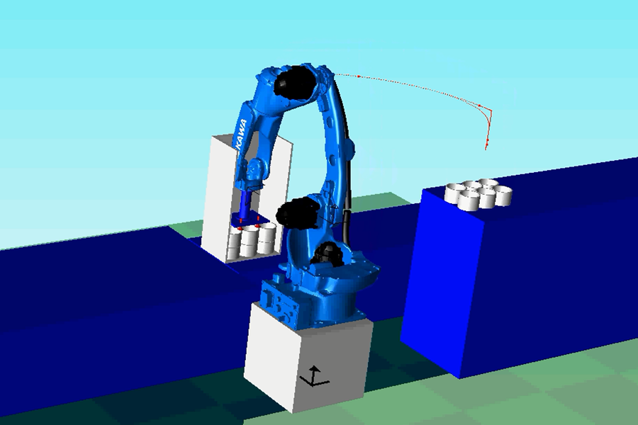 安川机器人在仿真软件制作出的动画抓拍图